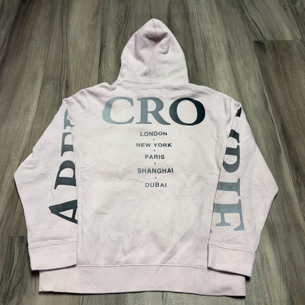 ADER Error Pink Graphic Hoodie London New York Paris Cities Pullover Large